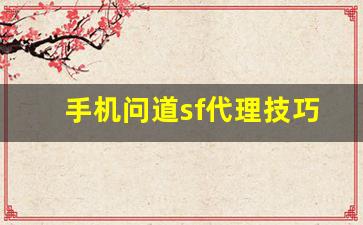手机问道sf代理技巧与常见问题解析