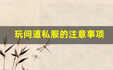 玩问道私服的注意事项及技巧分享